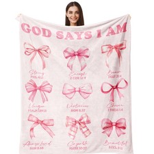 Christian Gifts For Women, Bow Blanket 60"X50", Religious Catholic Gift For W...