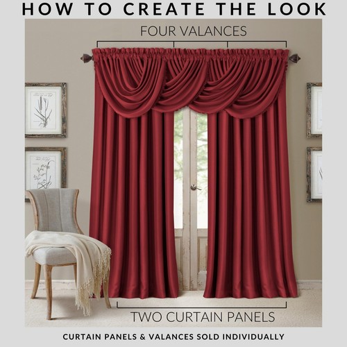 Blackout Window Curtain Panel 52x84 Red Room Darkening Faux Silk Rod Pocket 1pc - Afbeelding 8 van 8
