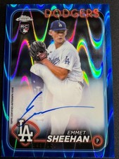 2024 TOPPS CHROME Update EMMET SHEEHAN #49/150 AUTO ROOKIE BLUE RAYWAVE RC AU