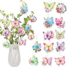 12Pcs Spring Butterfly Ornaments for Tree Decor, Floral Butterflies Pendant Deco
