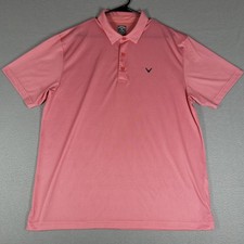 Callaway Opti-Dri Men's XL Golf Polo Short Sleeve Red Pink Check Collared Shirt