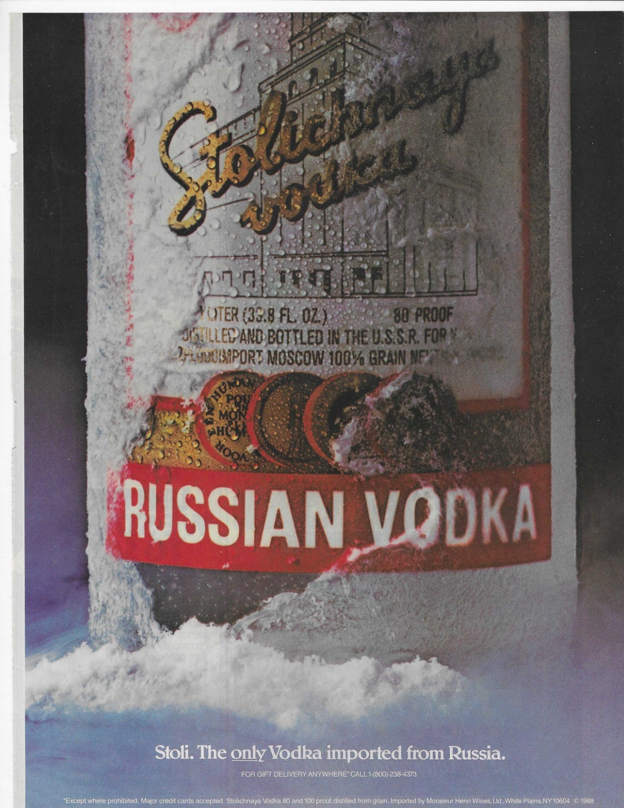 Stolichnaya Russian Vodka  Original Print Ad