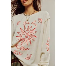 Free People We The Free Celestial Thermal Top Oversized Embroidered XL 284352