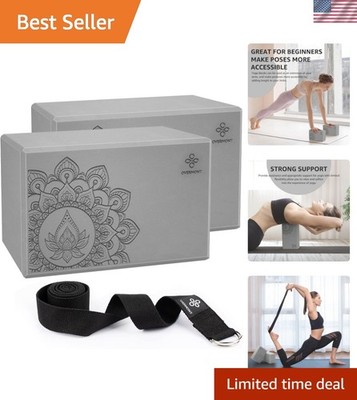 2-Pack Yoga Blocks with Yoga Strap - Modify & Align Your Practice Elegantly