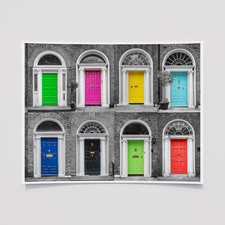 Georgian Doors Color Pop Wall Art Print   Vibrant Urban Architecture Poster