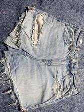 American Eagle Light Wash Distressed Denim Shorts Size 4