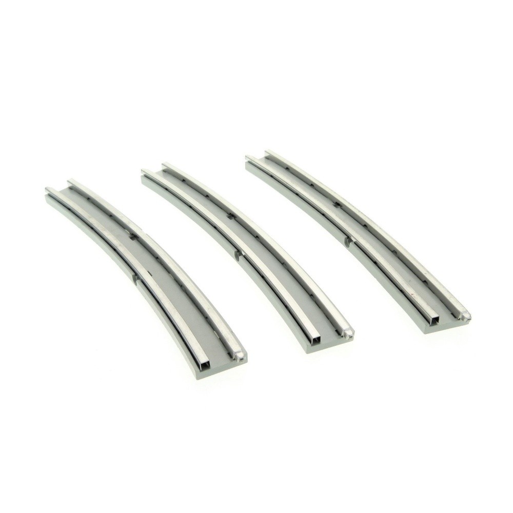 3X Lego Electric Track Metal 12V Old-Light Gray Curved Curve Type 2 3241