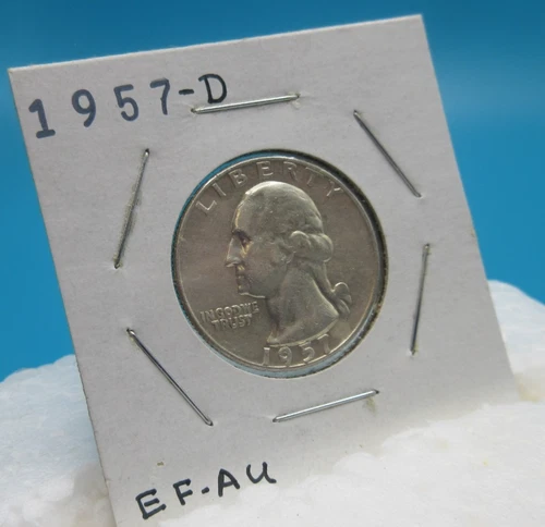 1957-D Washington 25 Cent Coin Quarter / 90% Silver / Extra Fine Condition