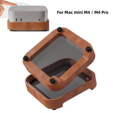 For Mac mini M4 / M4 Pro Solid Wood Stand Cooling Base Mount with Anti-slip Pads