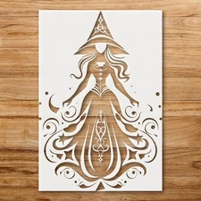 Enchanting Witch Design Stencil for DIY Crafts and Halloween Decor - StencilAir