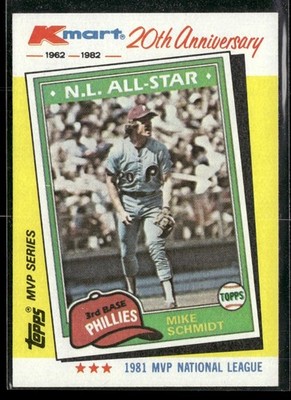 1982 Topps Kmart 20th Anniversary AL & NL MVP's #41 Mike Schmidt