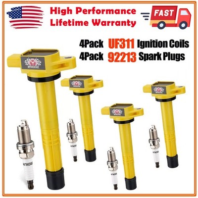 4* UF311 Ignition Coil + Spark Plug set For Honda CR-V Civic S2000 Acura CSX RSX