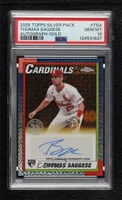 2025 Topps Series 2 Gold Refractor /50 Thomas Saggese PSA 10 GEM MT Auto w5p