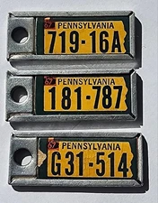 DISABLED AMERICAN VETERAN LOT OF  3 1967 PA. LICENSE PLATE KEYCHAIN KEY RING TAG