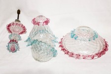 LOT DE PIÈCES ABAT-JOUR SUSPENSION EN VERRE ART 1900