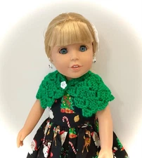 Handmade Doll Dress For 18” Doll - Hair Bow & Cape - Great Christmas Gift