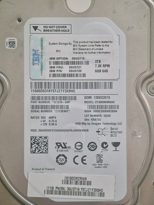 Festplatte IBM ST3000NM0043 3 TB 7200Rpm SAS II 3.5'' Zoll 39U3721 SAS6GB