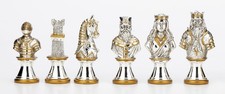 Veronese Design 3" Medieval Metallic Chessmen Set Zinc Alloy,Vintage Manufacture