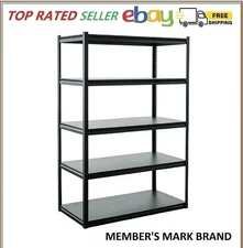 Member's Mark 5 Tier Storage Shelf Shelving Unit, 48"W x 24"D x 72"H, Black