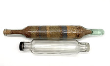 Vintage Glass Rolling Pin Lot Of 2 1920s-1930s Primitive Country Kitchen Farm