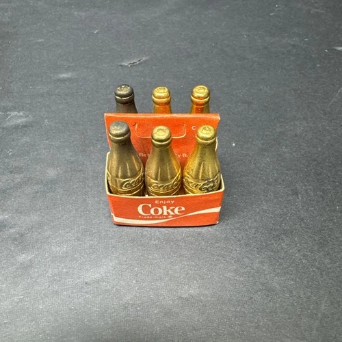 Vintage Mini Brass Metal Coca Cola Bottles Six Pack - Ultra Rare!