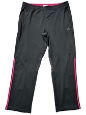 ADIDAS Clima365 Pants Size MEDIUM 3 Strip Pink Track Zipper Gym Workout Training