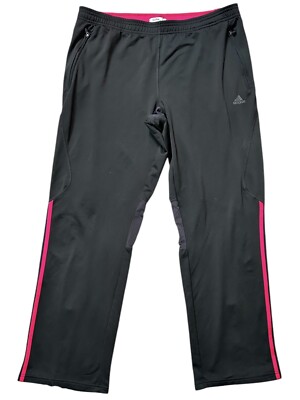 ADIDAS Clima365 Track Pants Size MEDIUM 3 Strip Pink Zipper Gym Workout Training