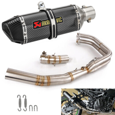 Full Exhaust System 51mm Link Header Pipe For Kawasaki Z400 Ninja 400 2017-2022