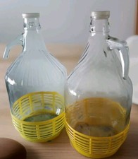 2 Damigiana vetro 5 litri con tappo di chiusura   bottiglia per vino olio acqua