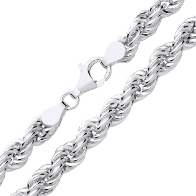 925 Sterlingsilber 7 mm Grob Massiv Seil Kette 22'' 24'' 26'' 30'' - Herren/Damen