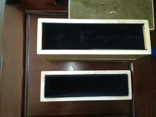 Vintage Authentic R & Y AUGOUSTI Paris Trinket Jewelry Box Stingray Leather - Picture 5 of 22