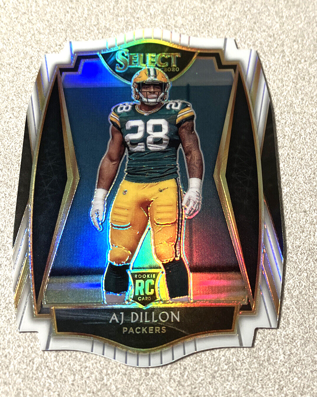 2020 Panini Select Premier Level RC White Prizm Die Cut #165 AJ Dillon Packers