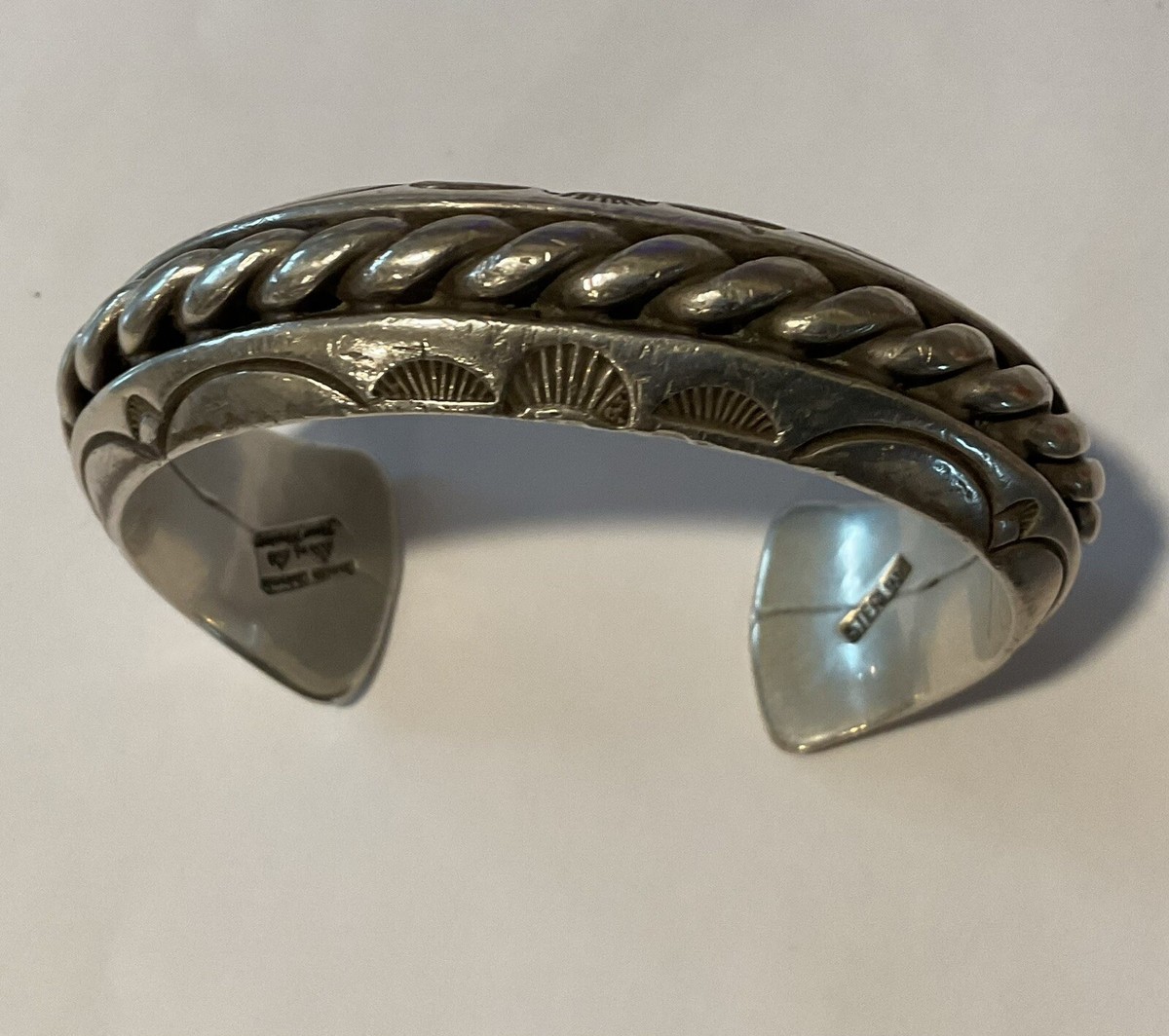 8” Orville Tsinnie (1943-2017) Navajo Hand Stamped Twisted Wire