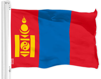 G128 Mongolia Mongolian Flag 3x5 Ft Printed 150D Polyester