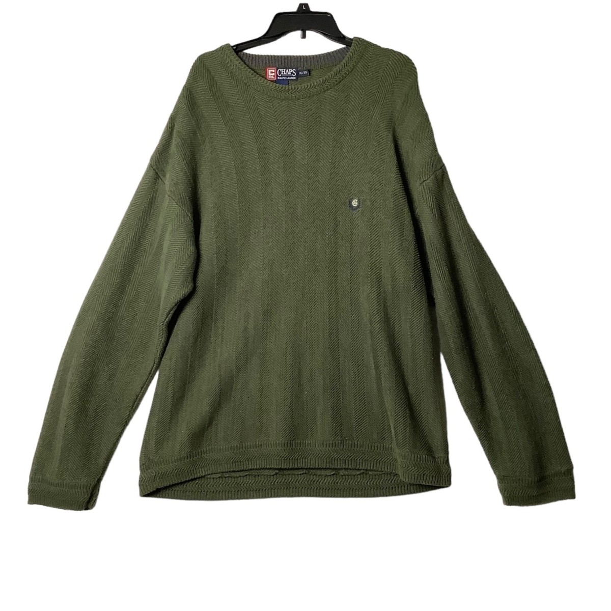 ラルフローレン 90s CHAPS wool knit M green Chaps Ralph Lauren Olive Green Sweater Men Size XL 100% Cotton