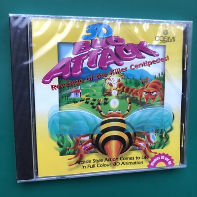 3-D BUG ATTACK PC Arcade Animation Spiel CD-ROM Killer Centipede Windows VERSIEGELT