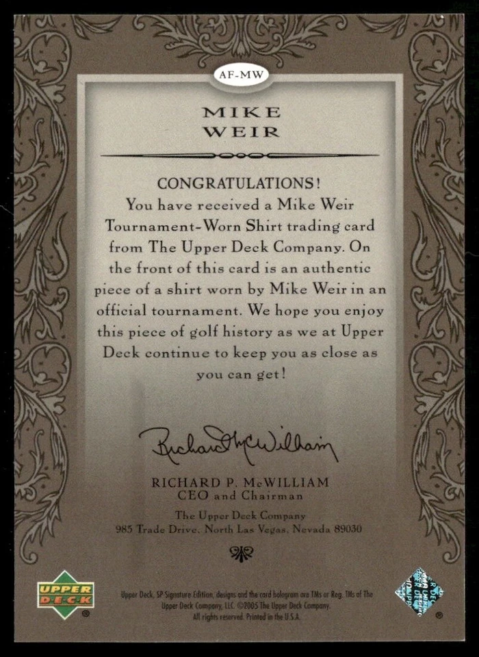 Mike Weir 2005 SP Signature Golf Authentic Fabrics #AF-MW - Image 2 of 2