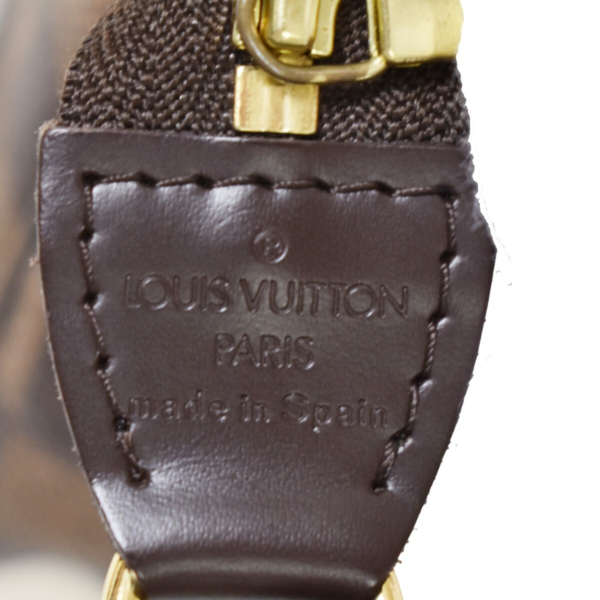 LOUIS VUITTON Navona Hand Bag Pouch Damier Ebene Leather Brown  