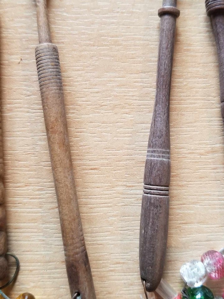 Job Lot bundle x10 Beautiful Wooden Lace Making Bobbins with glass