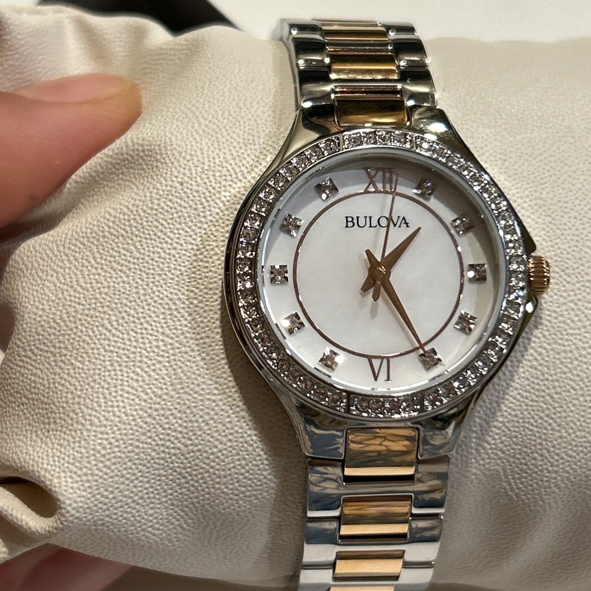***BRAND NEW***  Bulova Womens Mother of Pearl Stainless Steel Crystals Bulova Ladies Marine Star, Blue Mother of Pearl Dial with  main image 4