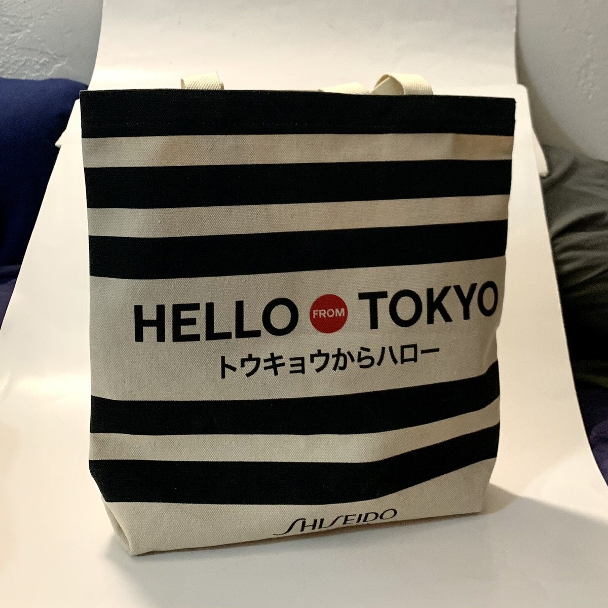 Shiseido Hello From Tokyo, Ginza Japan Cotton Canvas Striped Tote