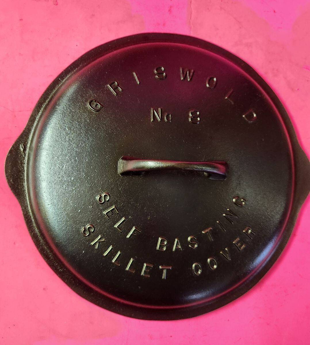 Griswold 8 Cast Iron Raised Letter Low Dome 468 Self Basting Skillet