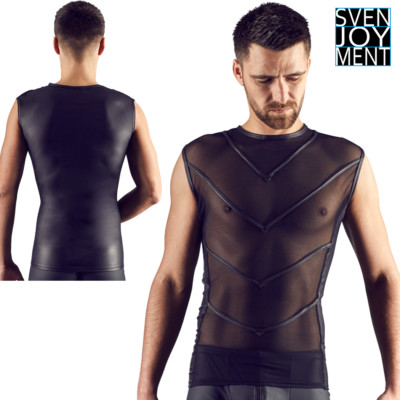 Svenjoyment Sexy Black Shirt Powernet Semi Sheer Sleeveless T-Shirt