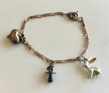 Vintage Sterling Silver Charm Bracelet 5 3 Charms, 25g Baby Girl Theme Italy