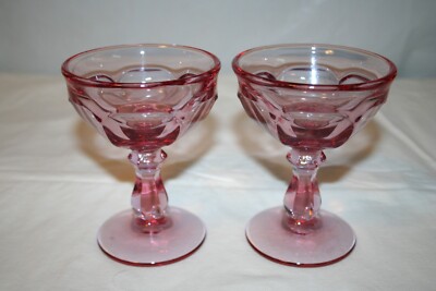 2 Imperial Glass Old Williamsburg Light Pink Tall Sherbet/Champagne Glasses-F4