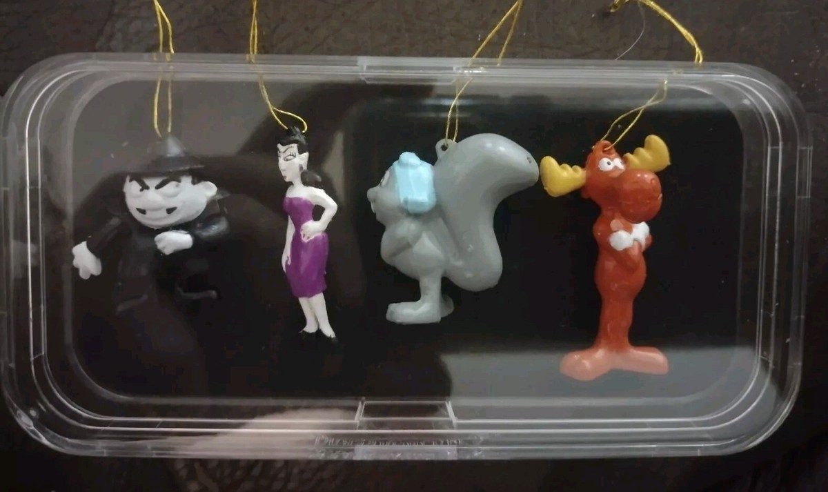 Vintage Rocky Bullwinkle Boris Natasha 4 Miniature Christmas PVC