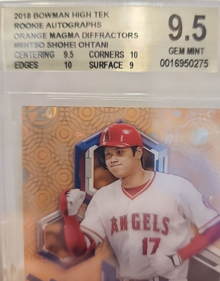 2018 Bowman High Tek Orange on card Auto Shohei Ohtani RC