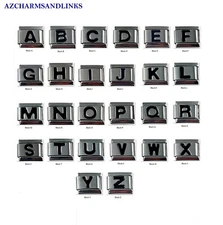 Italian Charms Black Letters A-Z Italian Modular Charm Links for your Bracelet
