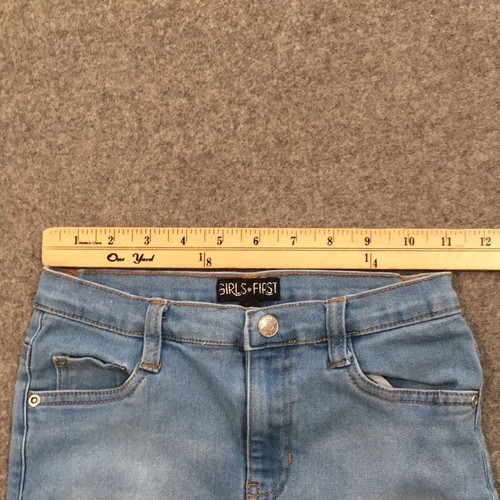 Girls First Girls Sz 8 Jeans Blue High Rise Skinny Stretch Denim Distressed - Picture 8 of 9