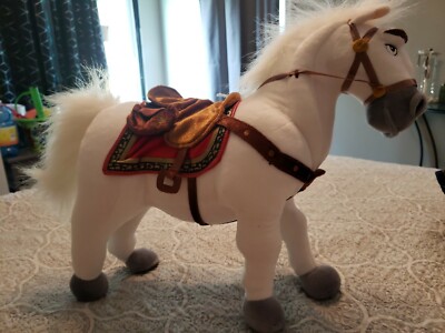 Tangled Rapunzel Maximus Disney Store White Horse Posable Plush Doll 14'' Saddle